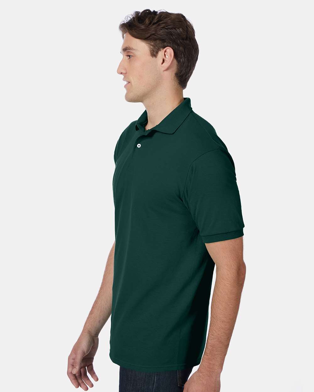 Men's Ecosmart® Jersey Polo - OnModelSide - B11000873 - Deep Forest