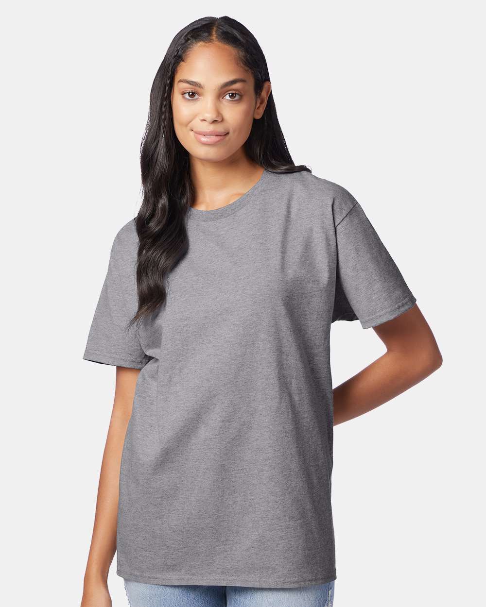 Unisex Authentic T-Shirt - OnModelFront - B00700133 - Oxford Grey