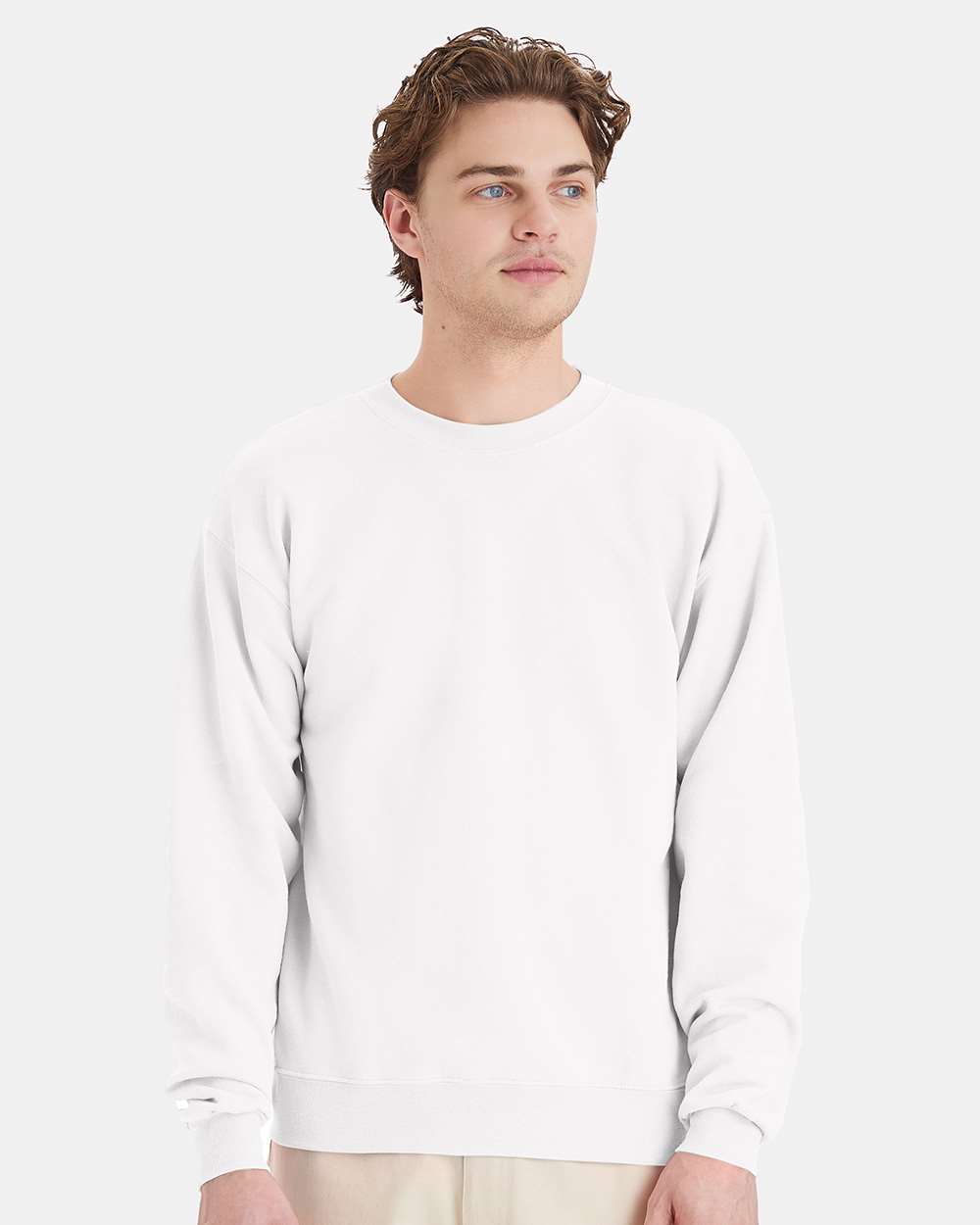 Unisex Ecosmart® Crewneck Sweatshirt - OnModelFront - B21000003 - White