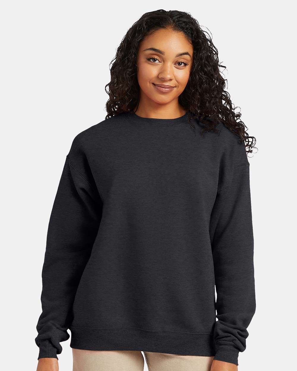 Unisex Ecosmart® Crewneck Sweatshirt - OnModelFront - B21000093 - Charcoal Heather