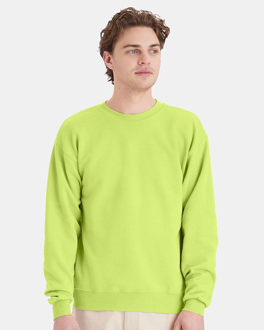Unisex Ecosmart® Crewneck Sweatshirt - OnModelFront - B21000163 - Safety Green