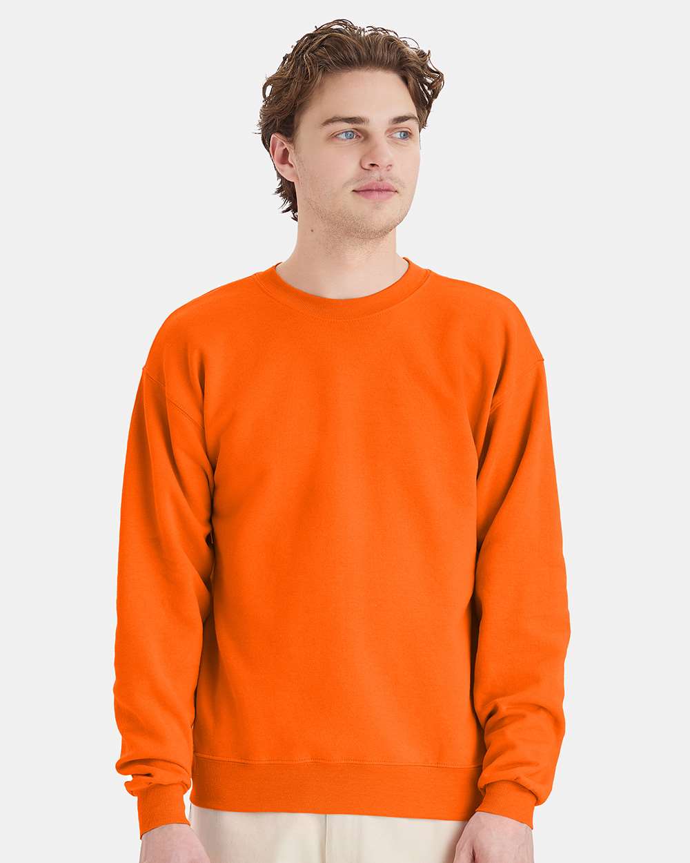Unisex Ecosmart® Crewneck Sweatshirt - OnModelFront - B21000183 - Safety Orange