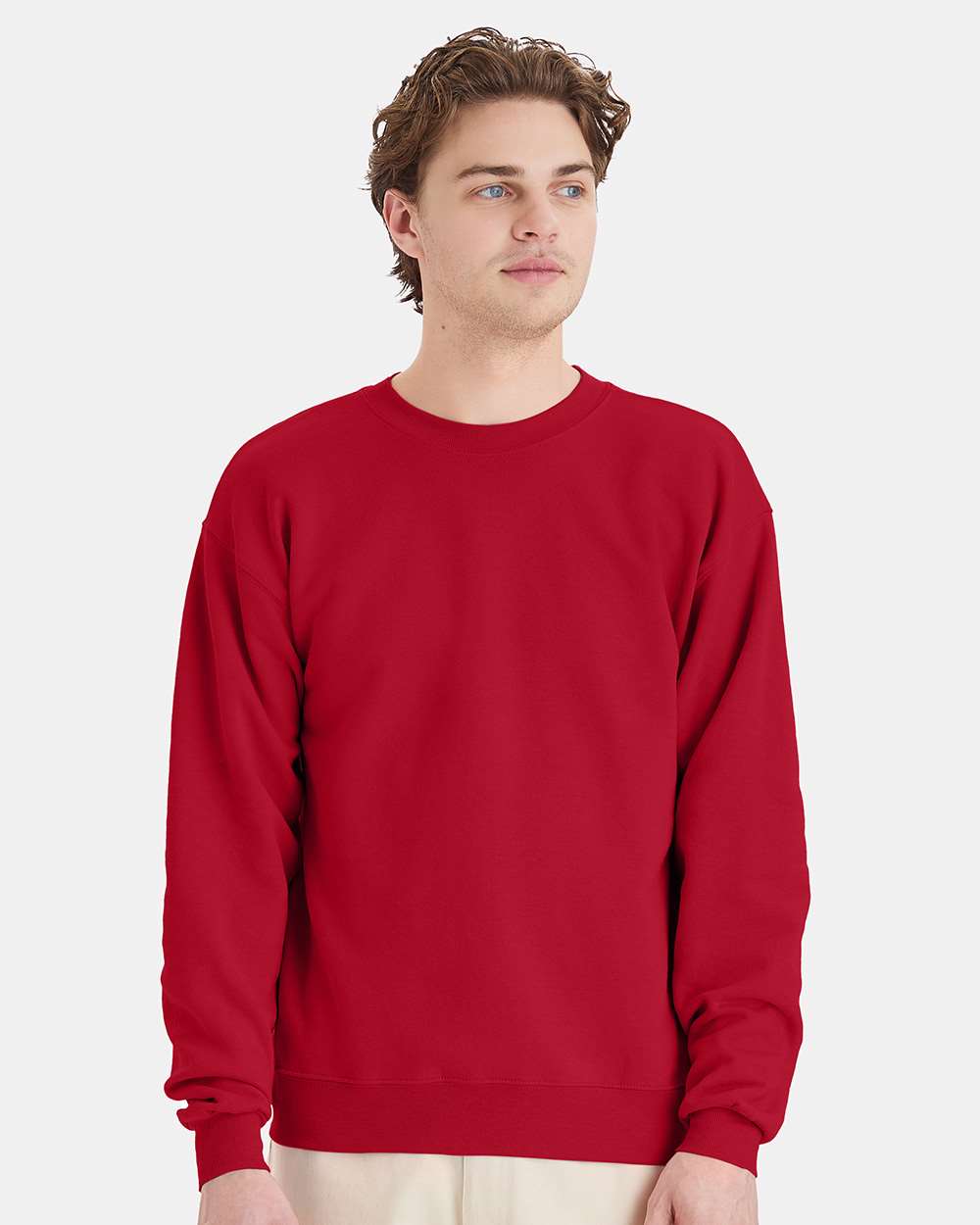 Unisex Ecosmart® Crewneck Sweatshirt - OnModelFront - B21000223 - Deep Red