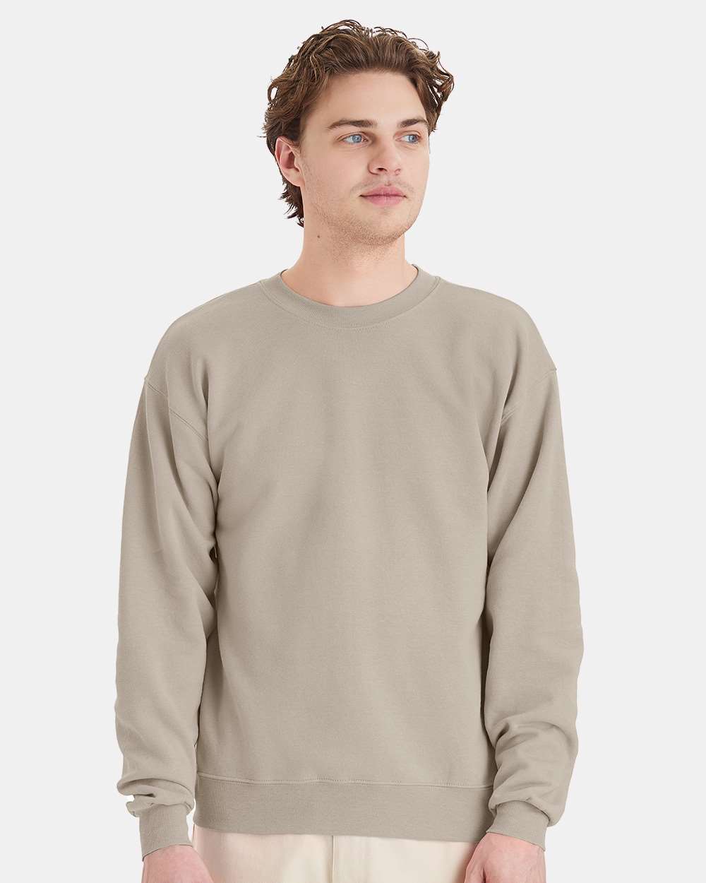 Unisex Ecosmart® Crewneck Sweatshirt - OnModelFront - B21000243 - Sand