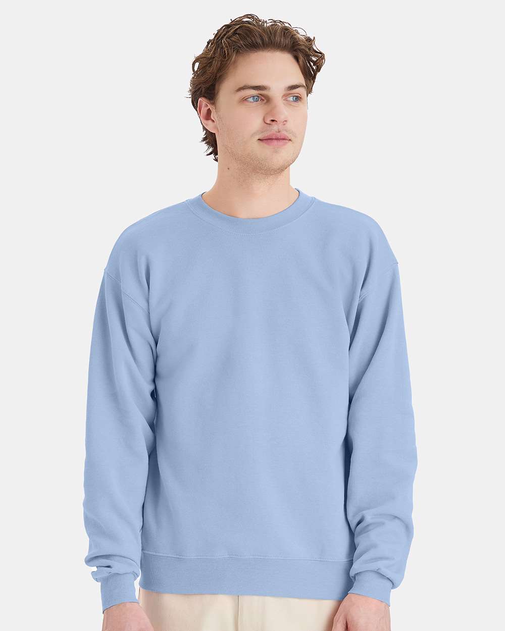 Unisex Ecosmart® Crewneck Sweatshirt - OnModelFront - B21000253 - Light Blue