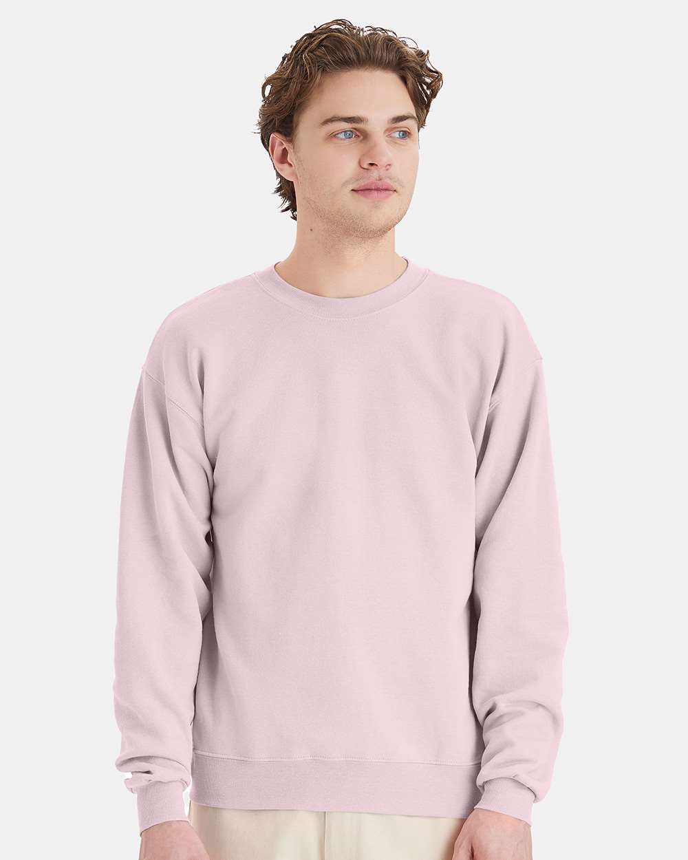 Unisex Ecosmart® Crewneck Sweatshirt - OnModelFront - B21000303 - Pale Pink