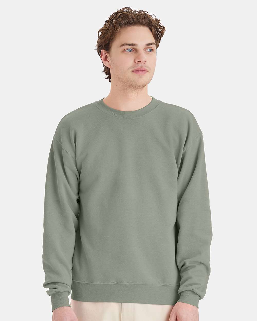 Unisex Ecosmart® Crewneck Sweatshirt - OnModelFront - B21000393 - Stonewashed Green
