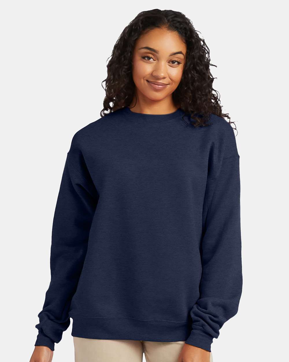 Unisex Ecosmart® Crewneck Sweatshirt - OnModelFront - B21000643 - Heather Navy
