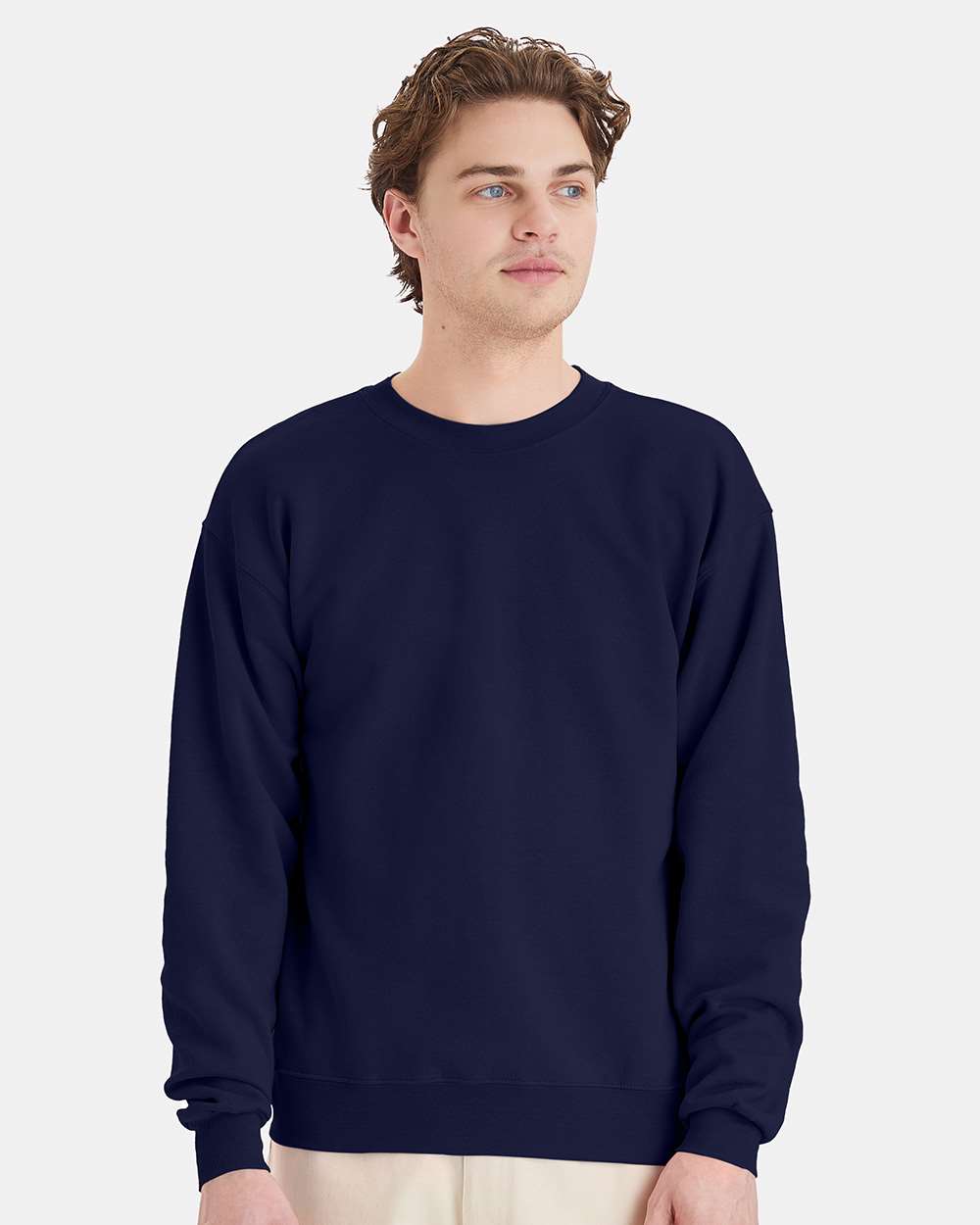 Unisex Ecosmart® Crewneck Sweatshirt - OnModelFront - B21000653 - Navy