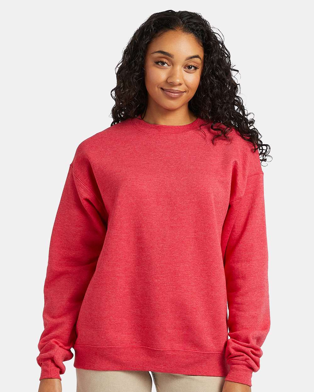 Unisex Ecosmart® Crewneck Sweatshirt - OnModelFront - B21000713 - Heather Red