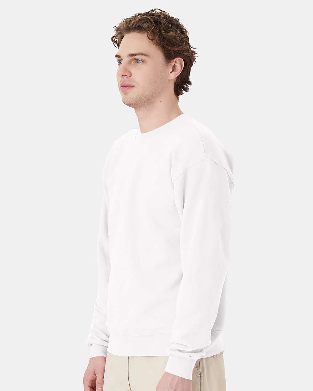 Unisex Ecosmart® Crewneck Sweatshirt - OnModelSide - B21000003 - White