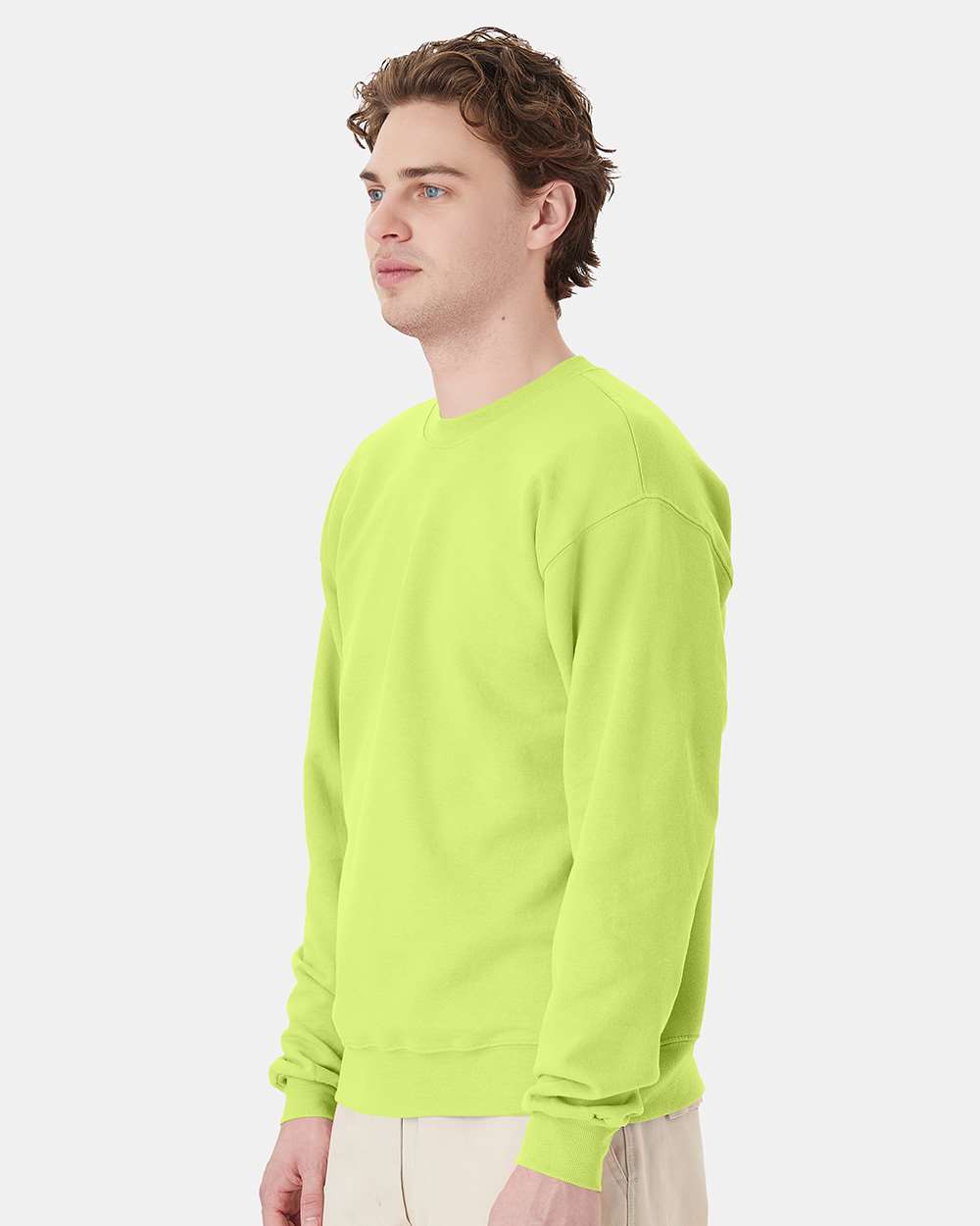 Unisex Ecosmart® Crewneck Sweatshirt - OnModelSide - B21000163 - Safety Green
