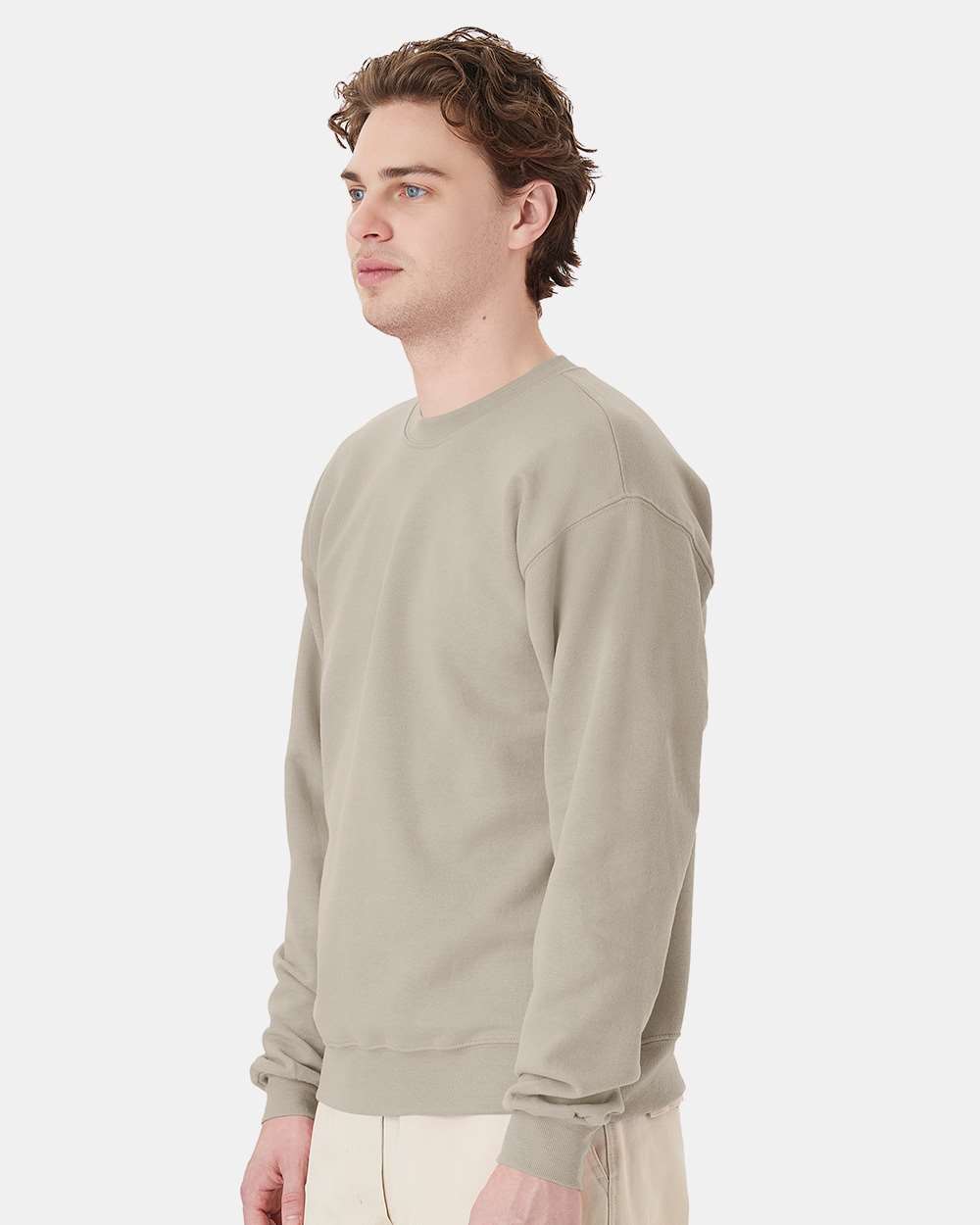 Unisex Ecosmart® Crewneck Sweatshirt - OnModelSide - B21000243 - Sand