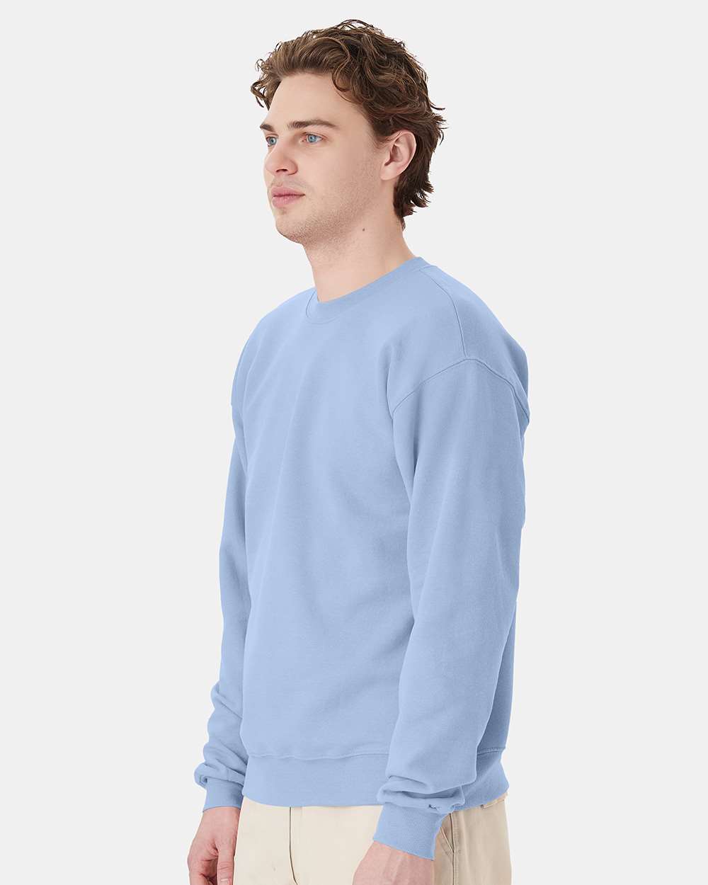 Unisex Ecosmart® Crewneck Sweatshirt - OnModelSide - B21000253 - Light Blue