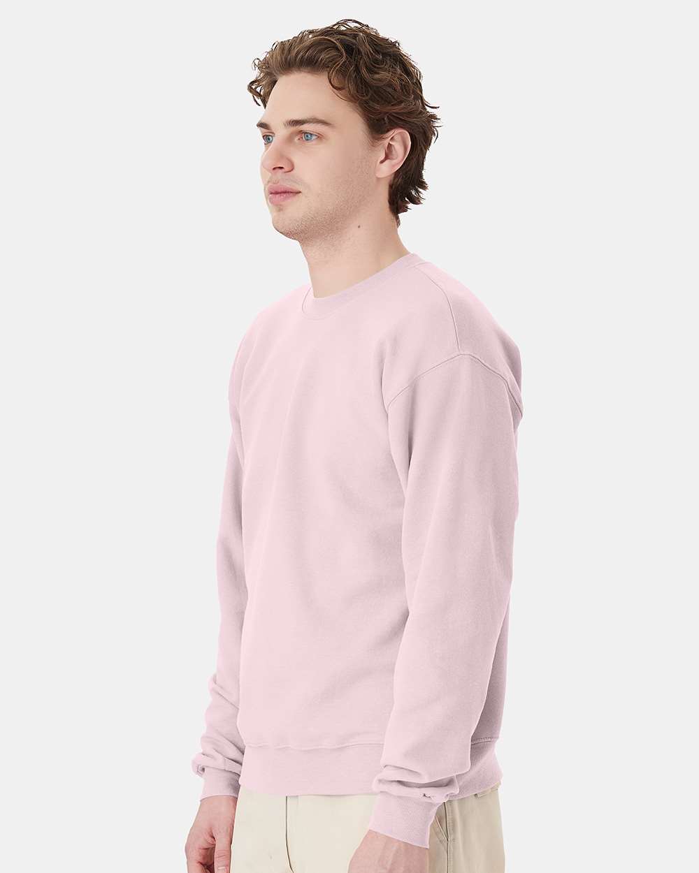 Unisex Ecosmart® Crewneck Sweatshirt - OnModelSide - B21000303 - Pale Pink