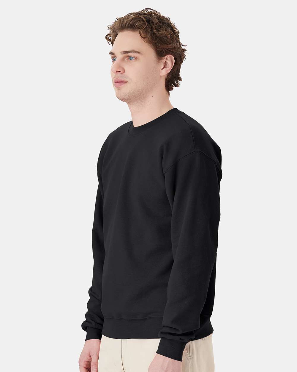 Unisex Ecosmart® Crewneck Sweatshirt - OnModelSide - B21000503 - Black