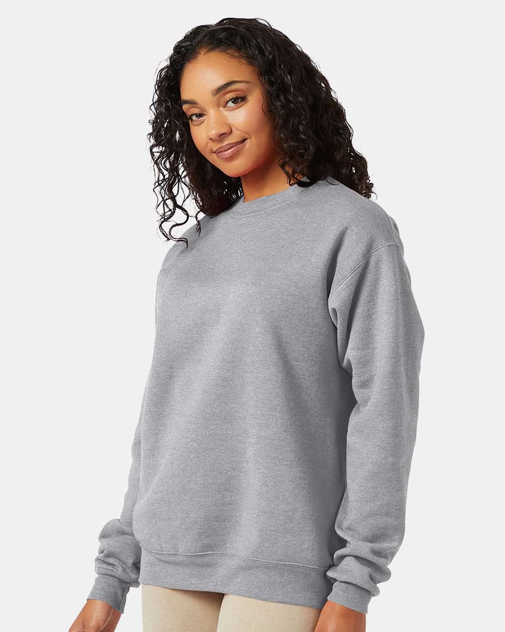 Unisex Ecosmart® Crewneck Sweatshirt - OnModelSide - B21000583 - Light Steel