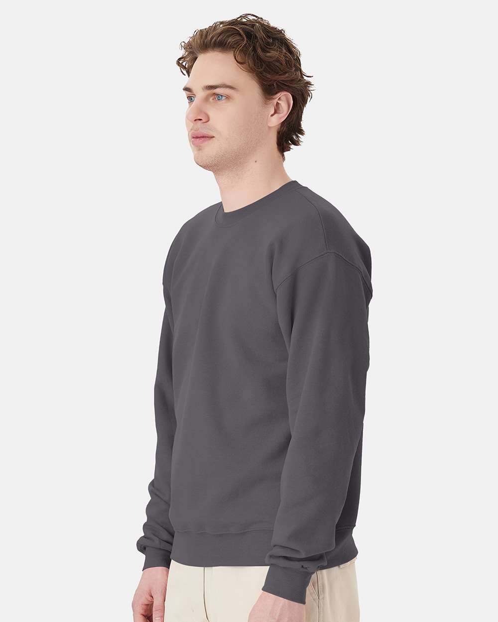 Unisex Ecosmart® Crewneck Sweatshirt - OnModelSide - B21000593 - Smoke Grey