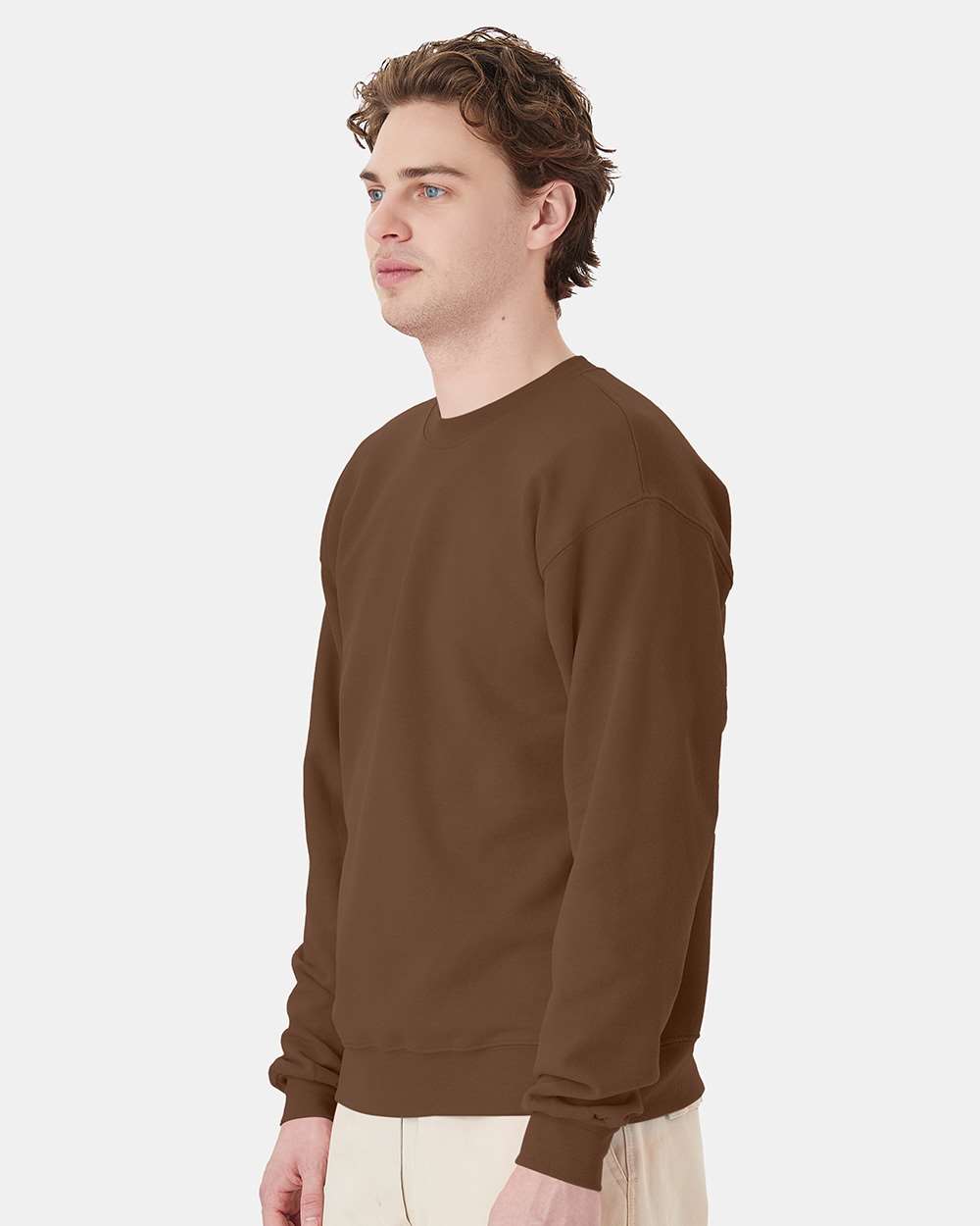 Unisex Ecosmart® Crewneck Sweatshirt - OnModelSide - B21000623 - Army Brown