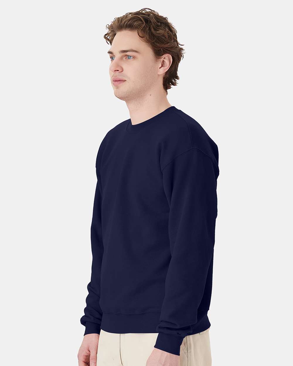Unisex Ecosmart® Crewneck Sweatshirt - OnModelSide - B21000653 - Navy