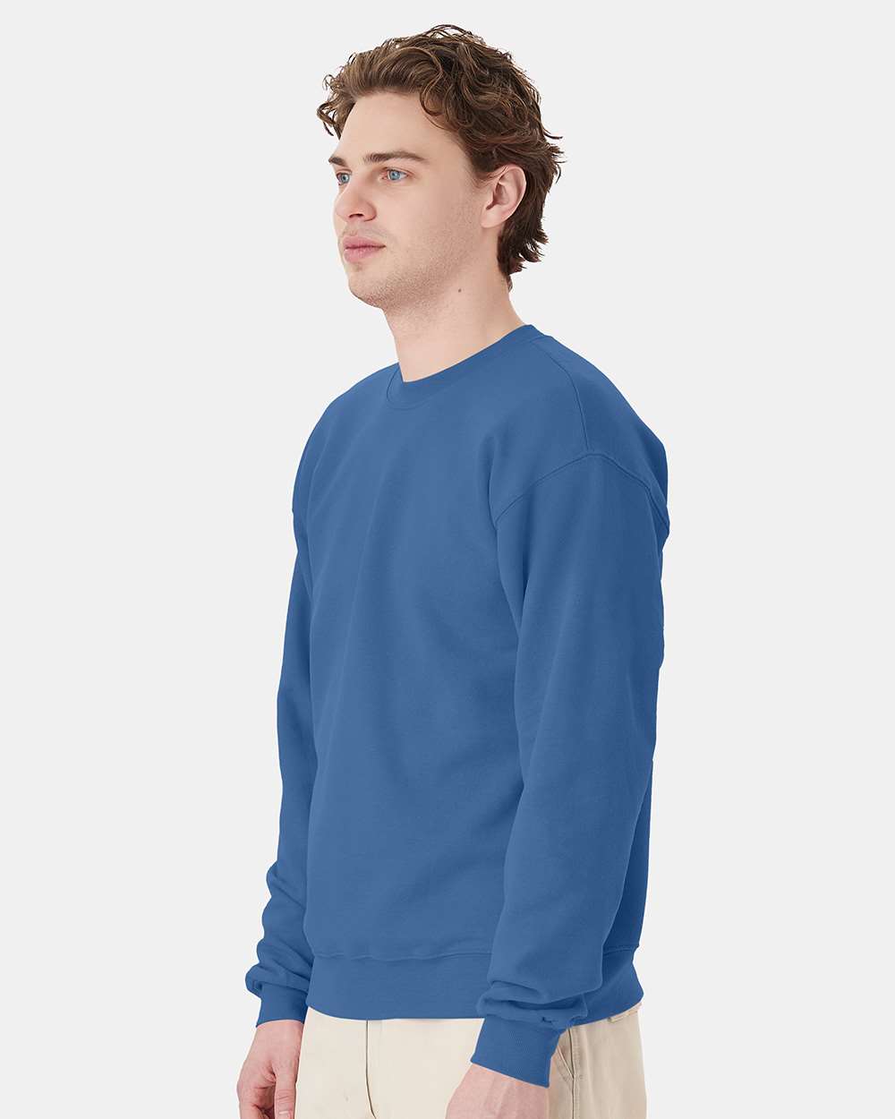 Unisex Ecosmart® Crewneck Sweatshirt - OnModelSide - B21000683 - Denim Blue