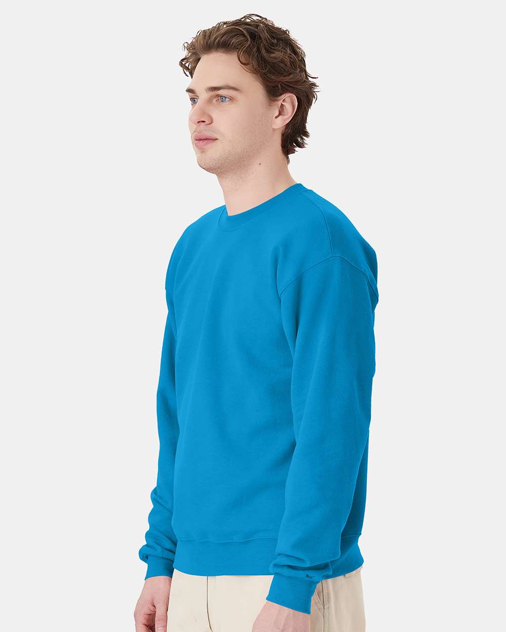 Unisex Ecosmart® Crewneck Sweatshirt - OnModelSide - B21000763 - Teal