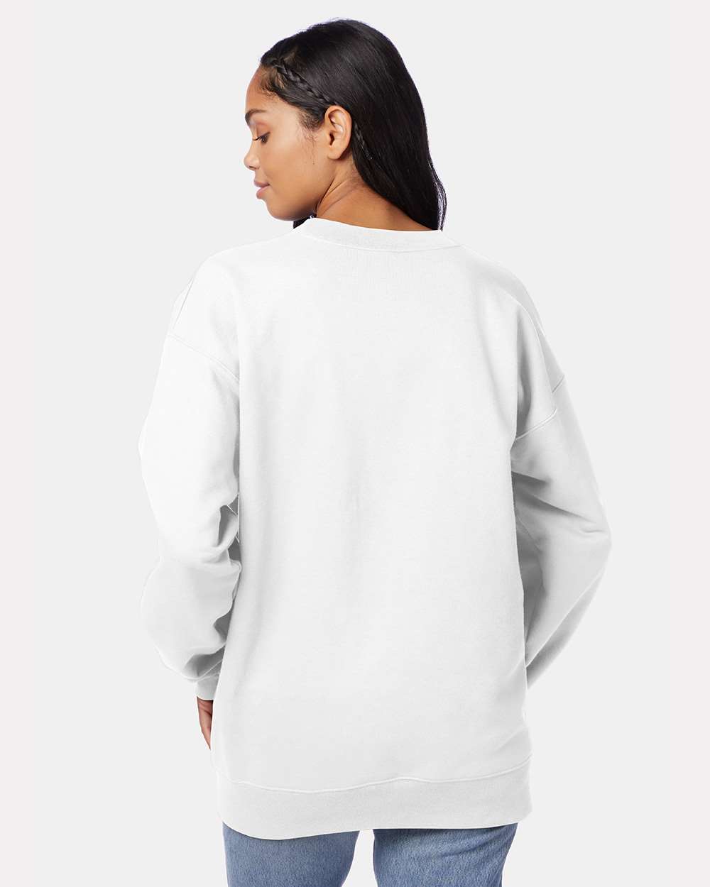 Unisex Ultimate Cotton® Crewneck Sweatshirt - OnModelBack - B21700003 - White