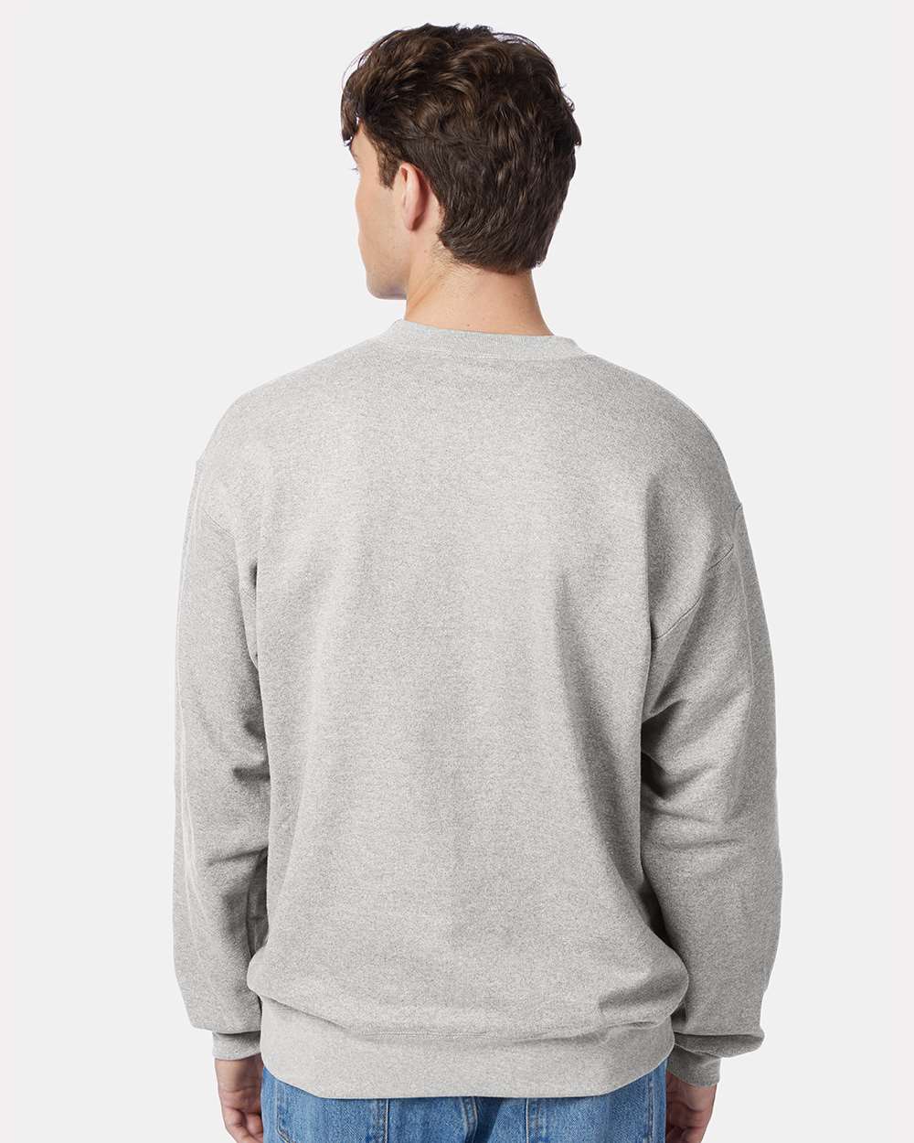 Unisex Ultimate Cotton® Crewneck Sweatshirt - OnModelBack - B21700023 - Ash