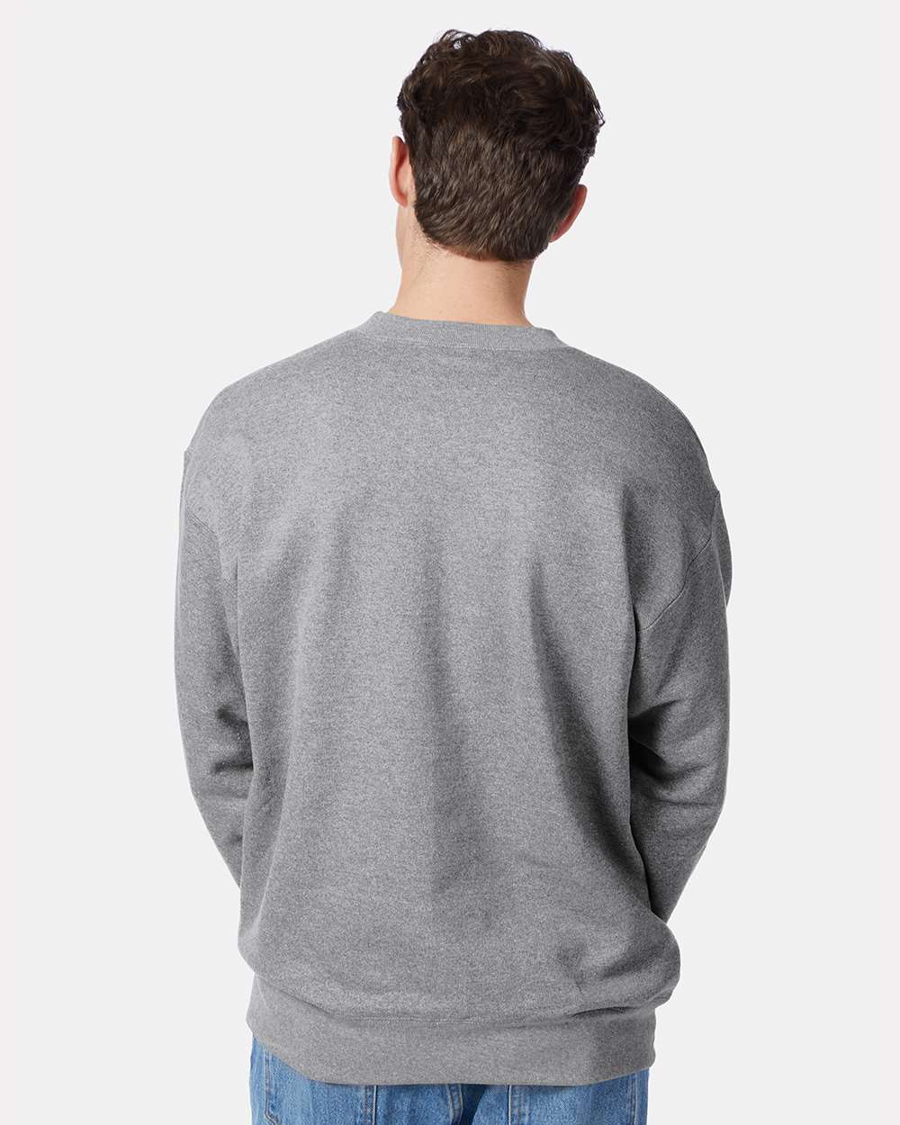 Unisex Ultimate Cotton® Crewneck Sweatshirt - OnModelBack - B21700133 - Oxford Grey