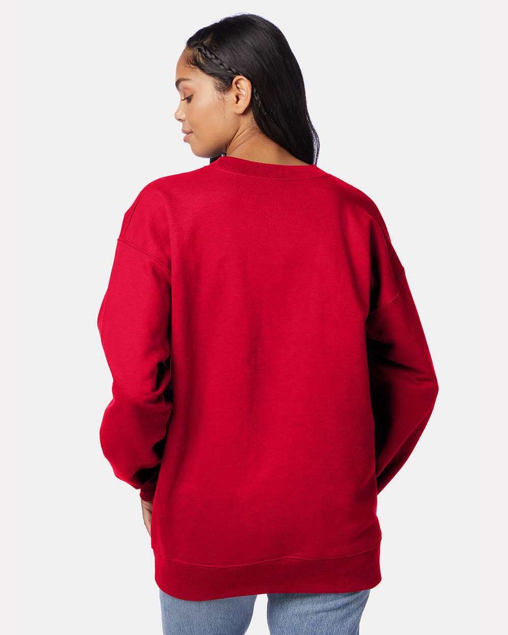Unisex Ultimate Cotton® Crewneck Sweatshirt - OnModelBack - B21700223 - Deep Red