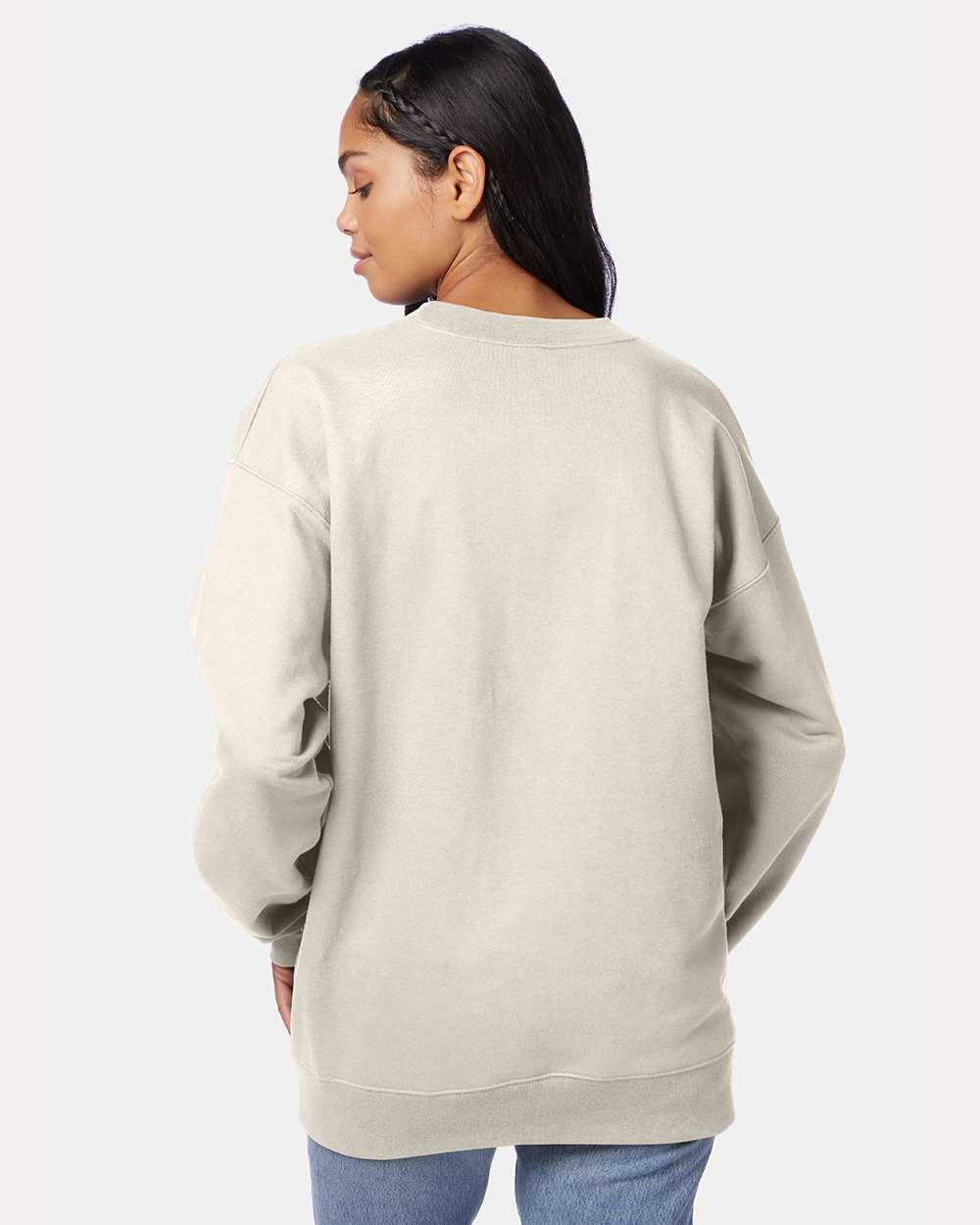 Unisex Ultimate Cotton® Crewneck Sweatshirt - OnModelBack - B21700243 - Natural