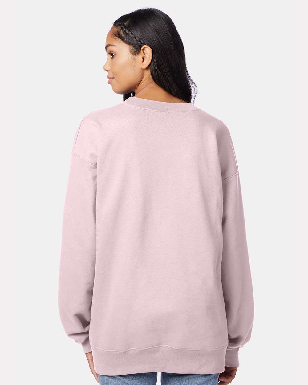 Unisex Ultimate Cotton® Crewneck Sweatshirt - OnModelBack - B21700313 - Pale Pink