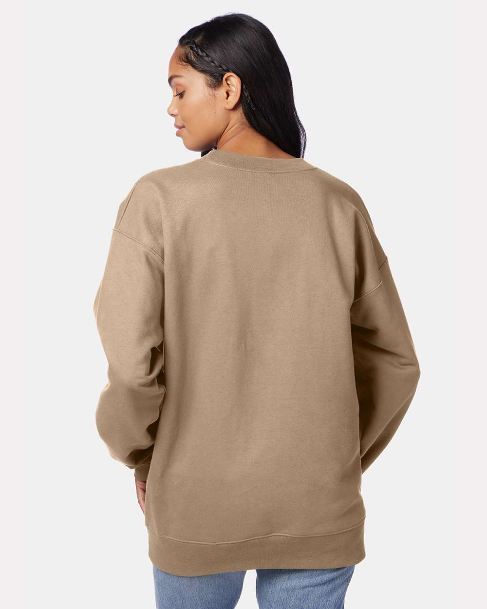 Unisex Ultimate Cotton® Crewneck Sweatshirt - OnModelBack - B21700363 - Pebble