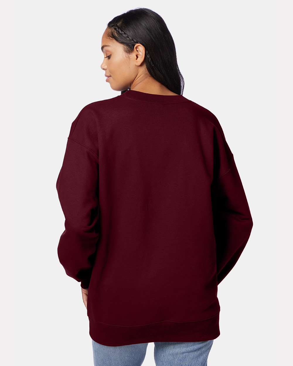 Unisex Ultimate Cotton® Crewneck Sweatshirt - OnModelBack - B21700533 - Maroon