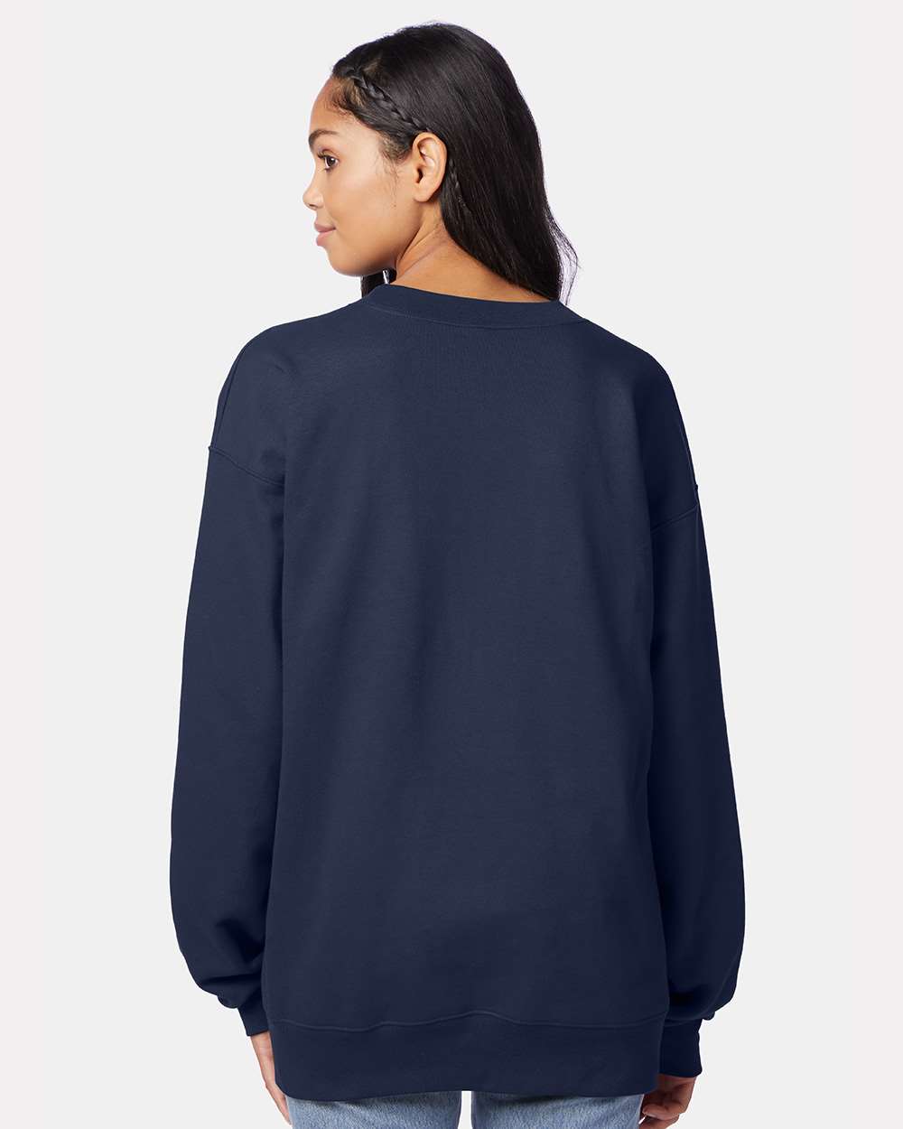 Unisex Ultimate Cotton® Crewneck Sweatshirt - OnModelBack - B21700653 - Navy