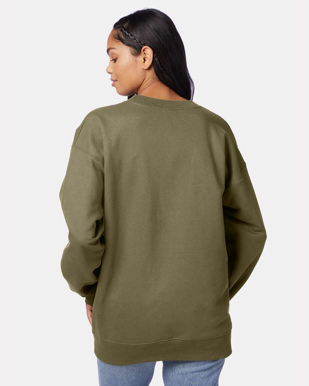 Unisex Ultimate Cotton® Crewneck Sweatshirt - OnModelBack - B21700673 - Oregano
