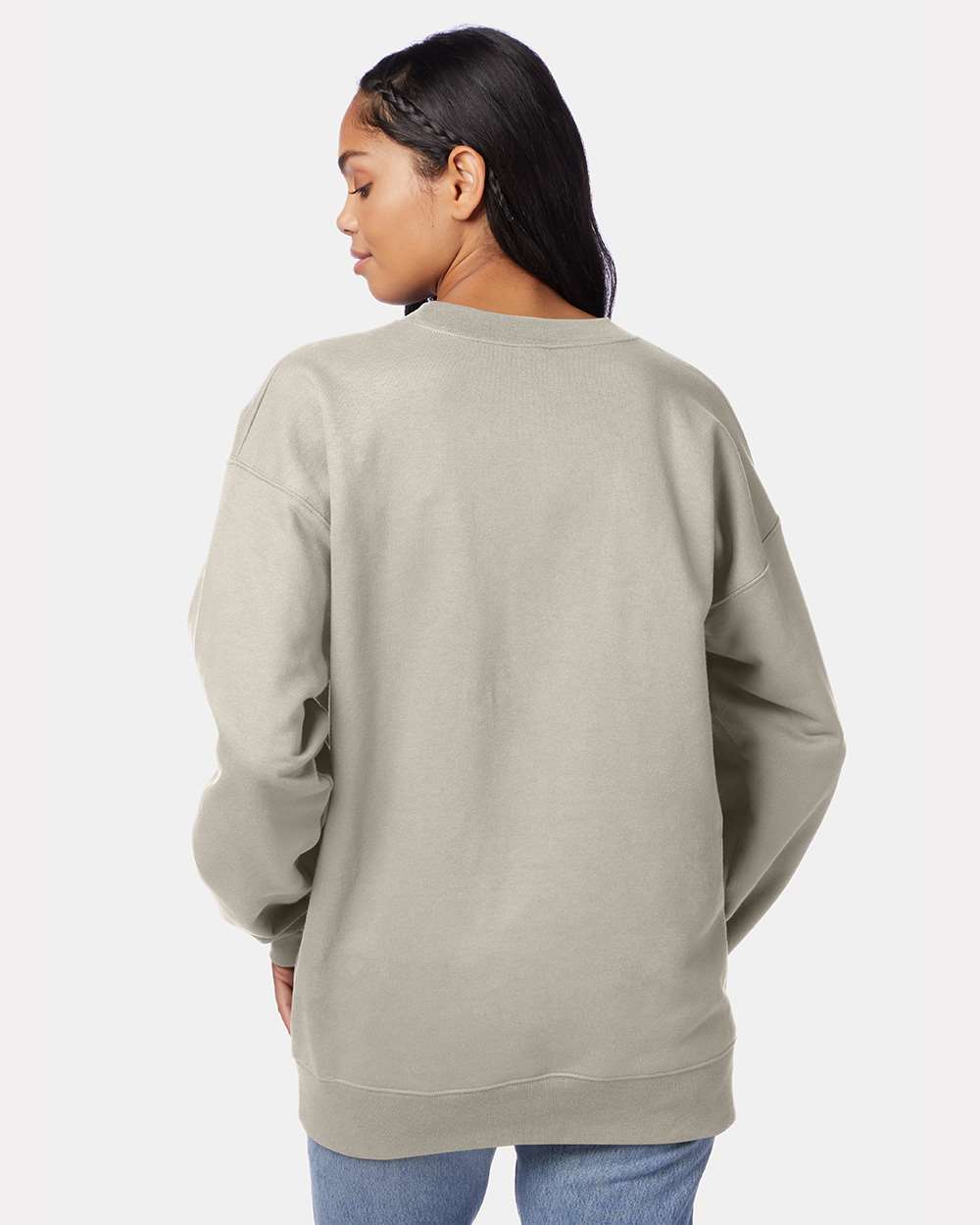 Unisex Ultimate Cotton® Crewneck Sweatshirt - OnModelBack - B21700733 - Sand