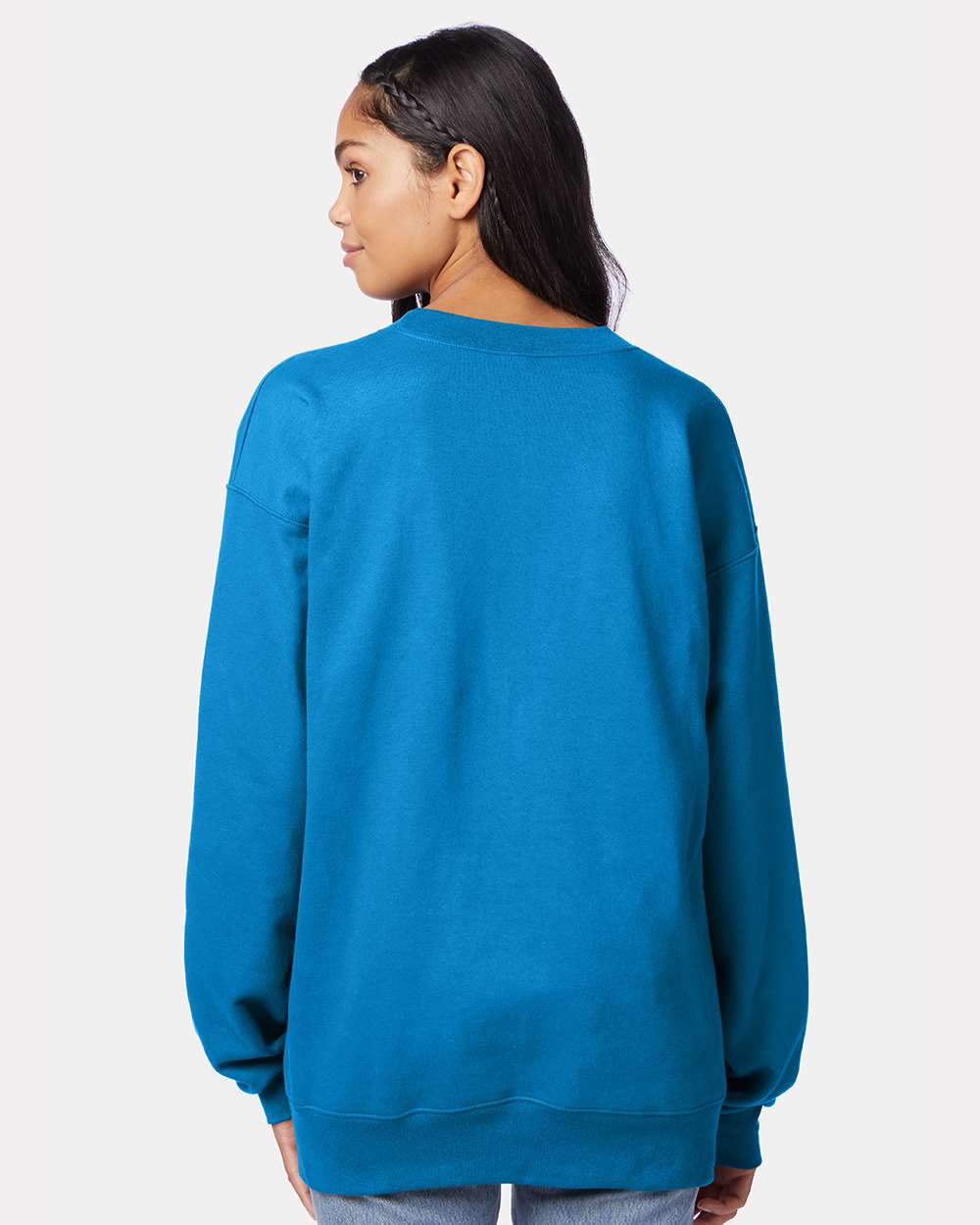 Unisex Ultimate Cotton® Crewneck Sweatshirt - OnModelBack - B21700763 - Teal