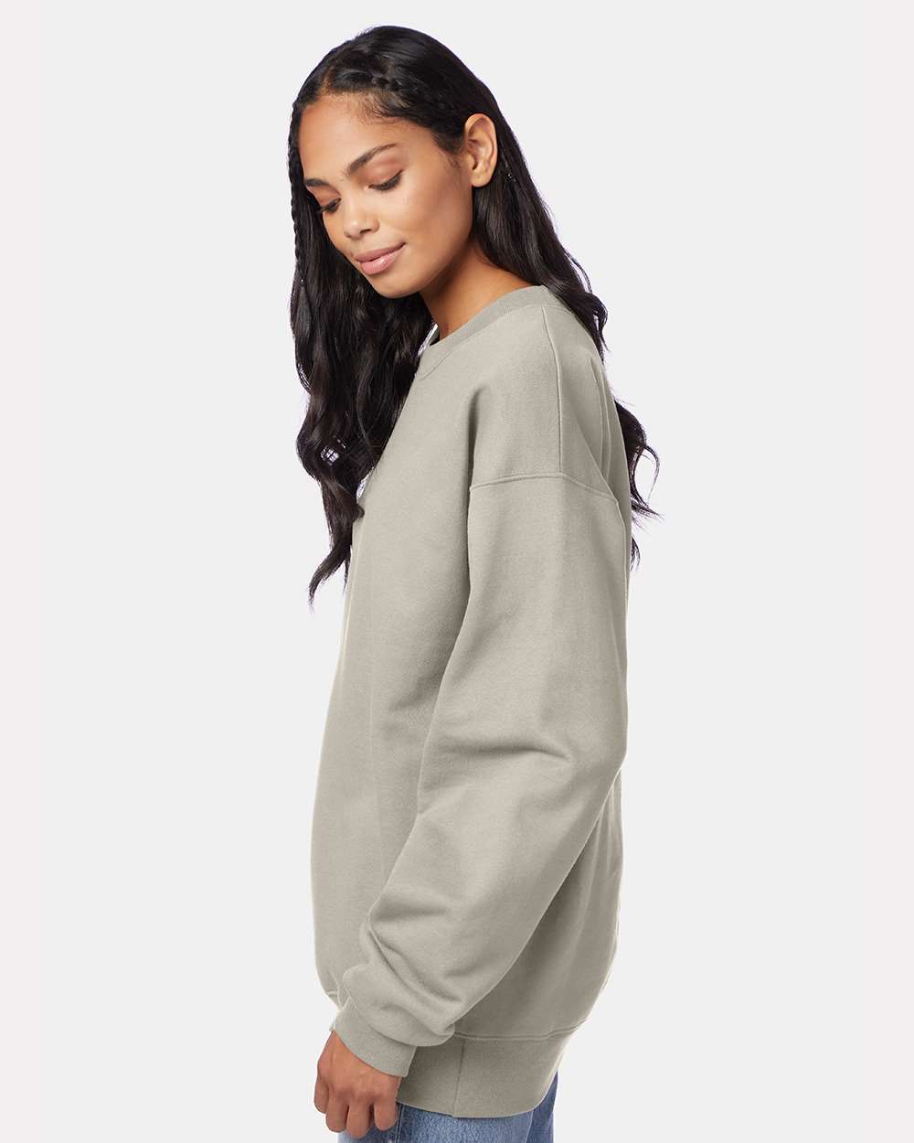 Unisex Ultimate Cotton® Crewneck Sweatshirt - OnModelSide - B21700733 - Sand