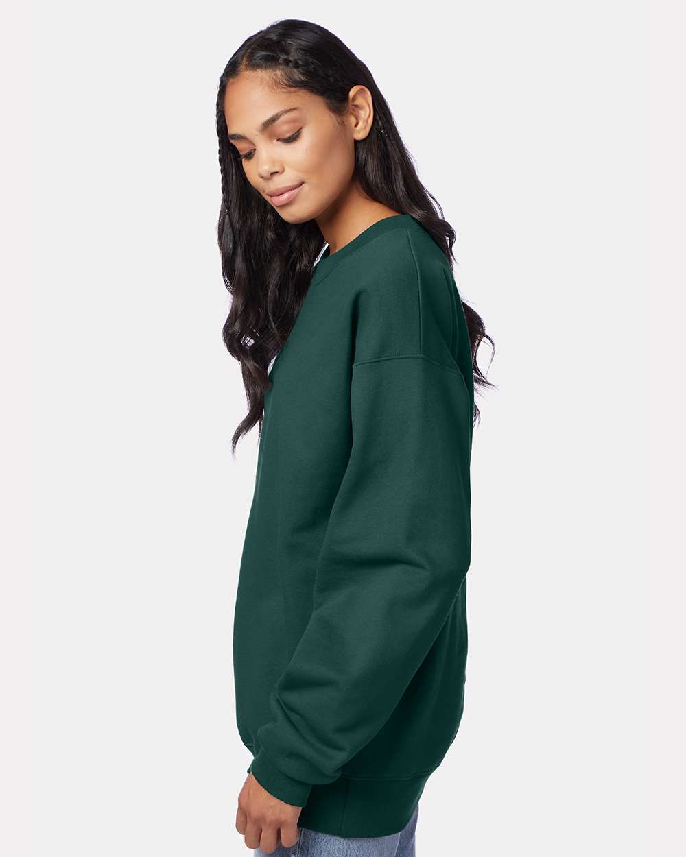 Unisex Ultimate Cotton® Crewneck Sweatshirt - OnModelSide - B21700873 - Deep Forest