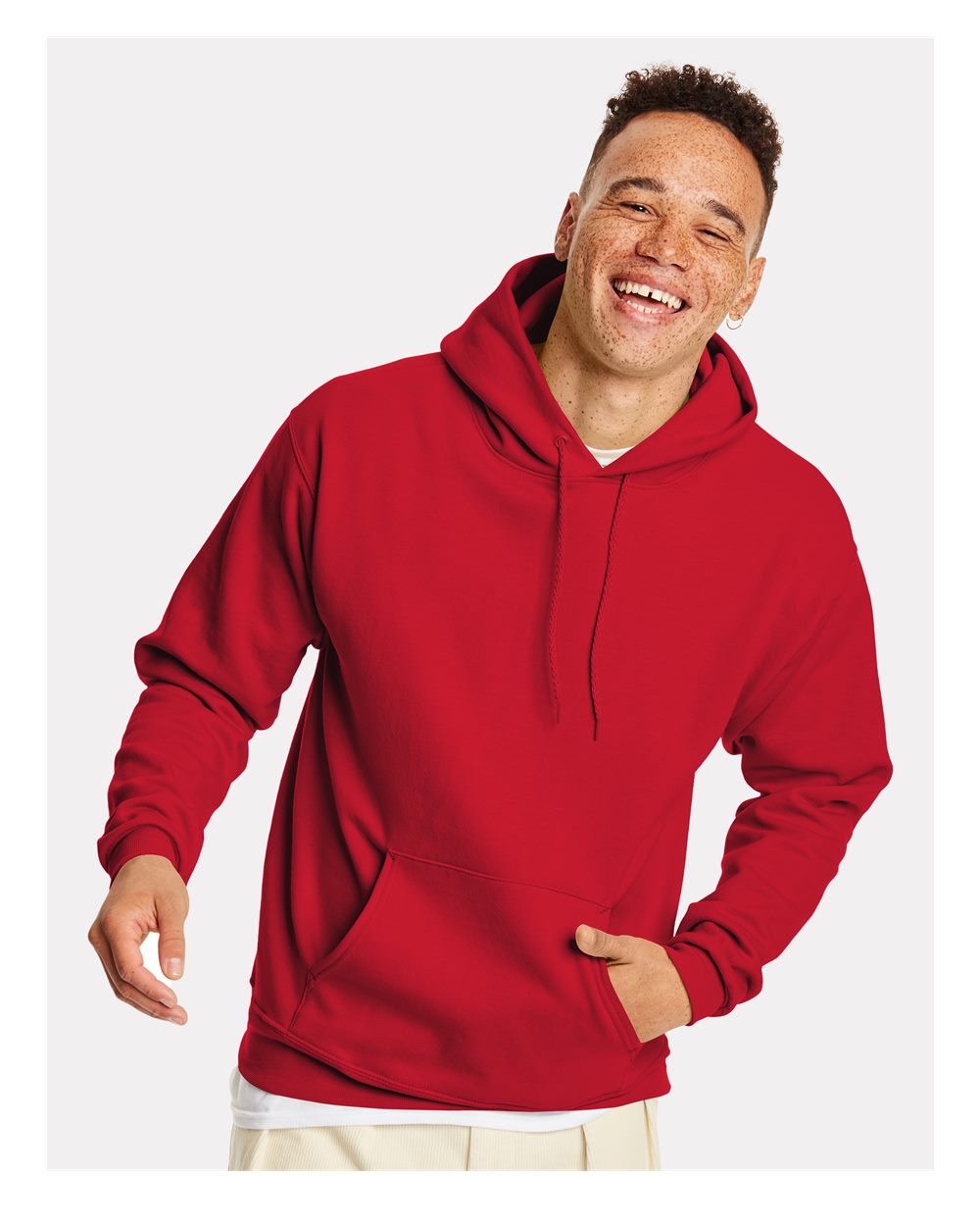 Unisex Ecosmart® Hooded Sweatshirt - OnModelFront - B22000063 - Athletic Crimson