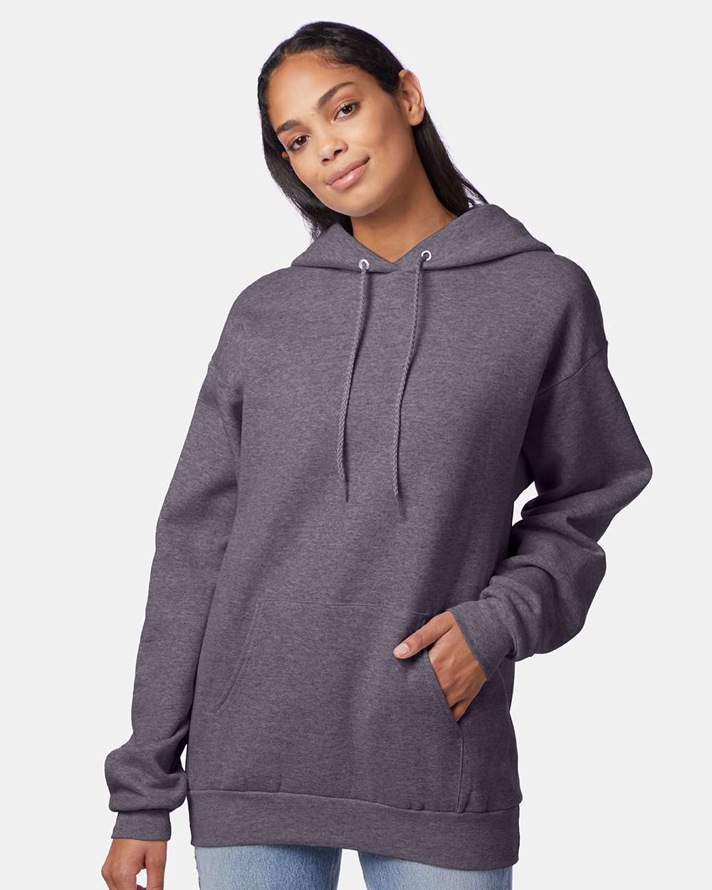 Unisex Ecosmart® Hooded Sweatshirt - OnModelFront - B22000093 - Charcoal Heather