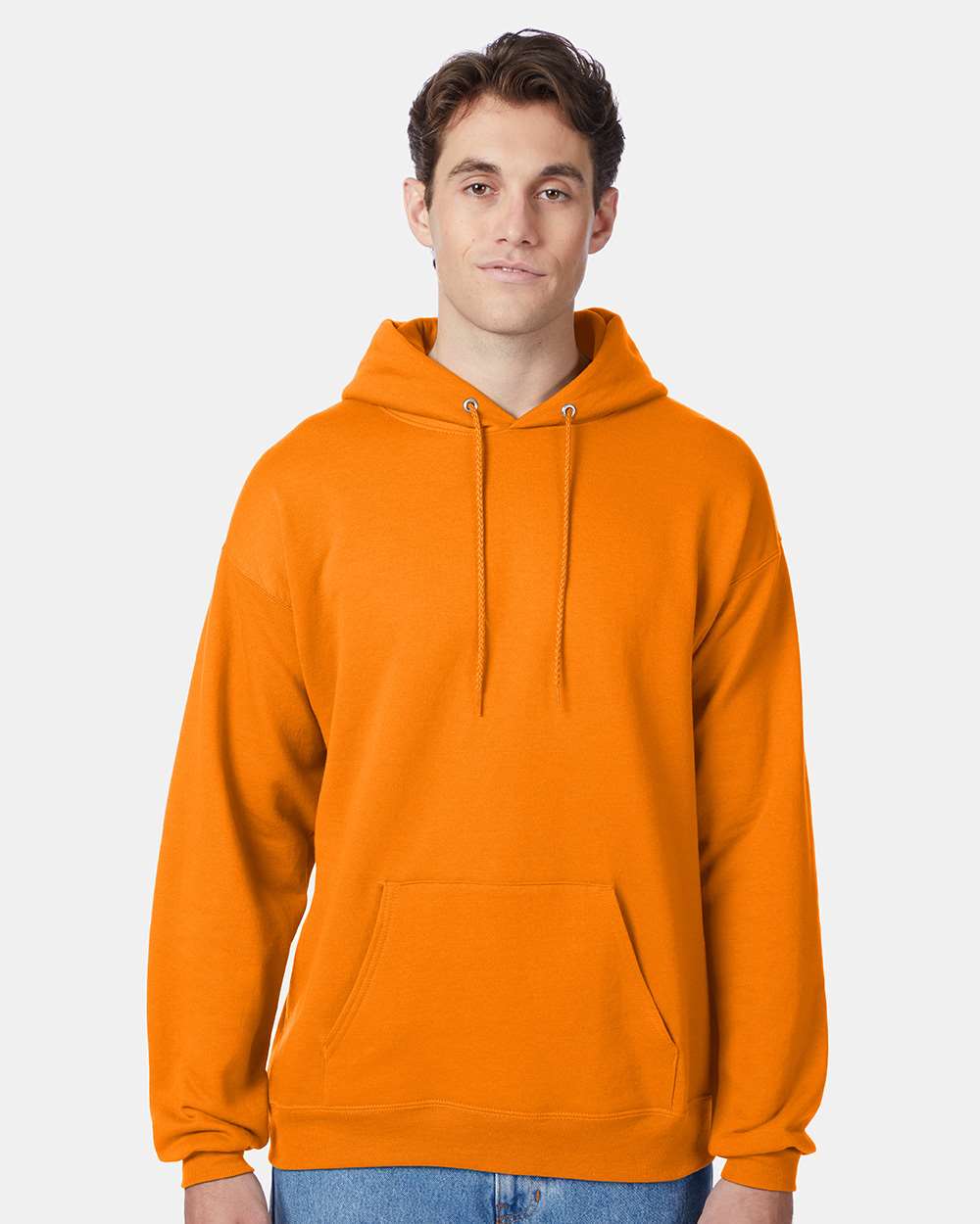 Unisex Ecosmart® Hooded Sweatshirt - OnModelFront - B22000343 - Safety Orange