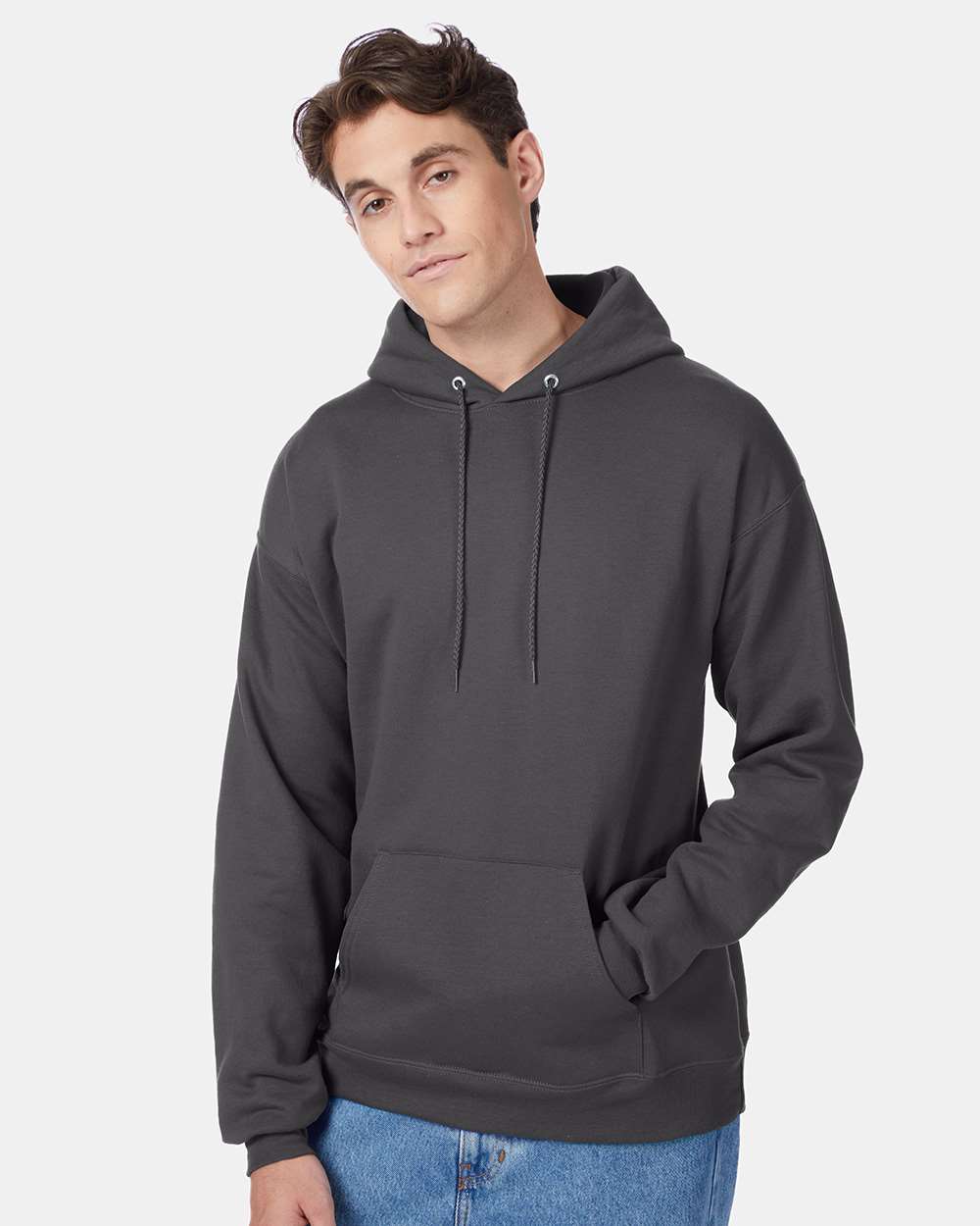 Unisex Ecosmart® Hooded Sweatshirt - OnModelFront - B22000353 - Smoke Grey