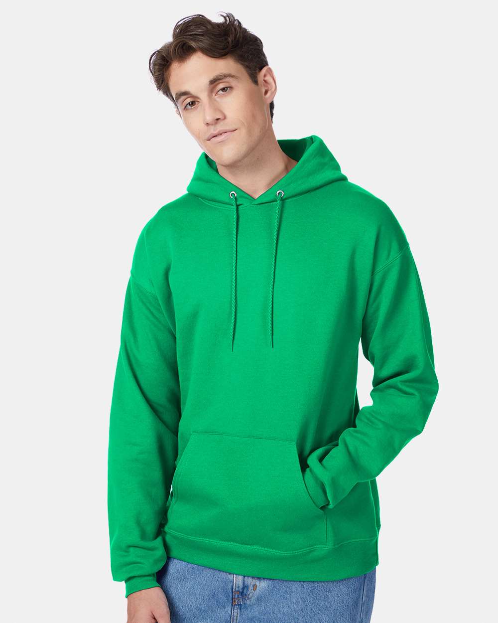 Unisex Ecosmart® Hooded Sweatshirt - OnModelFront - B22000603 - Kelly Green