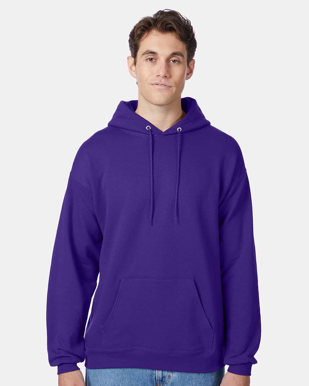 Unisex Ecosmart® Hooded Sweatshirt - OnModelFront - B22000673 - Purple