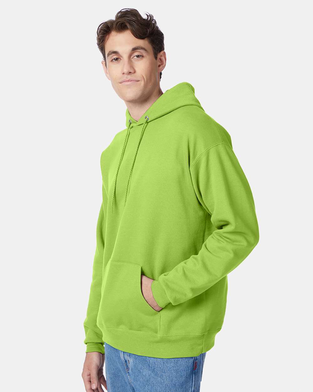 Unisex Ecosmart® Hooded Sweatshirt - OnModelSide - B22000173 - Lime