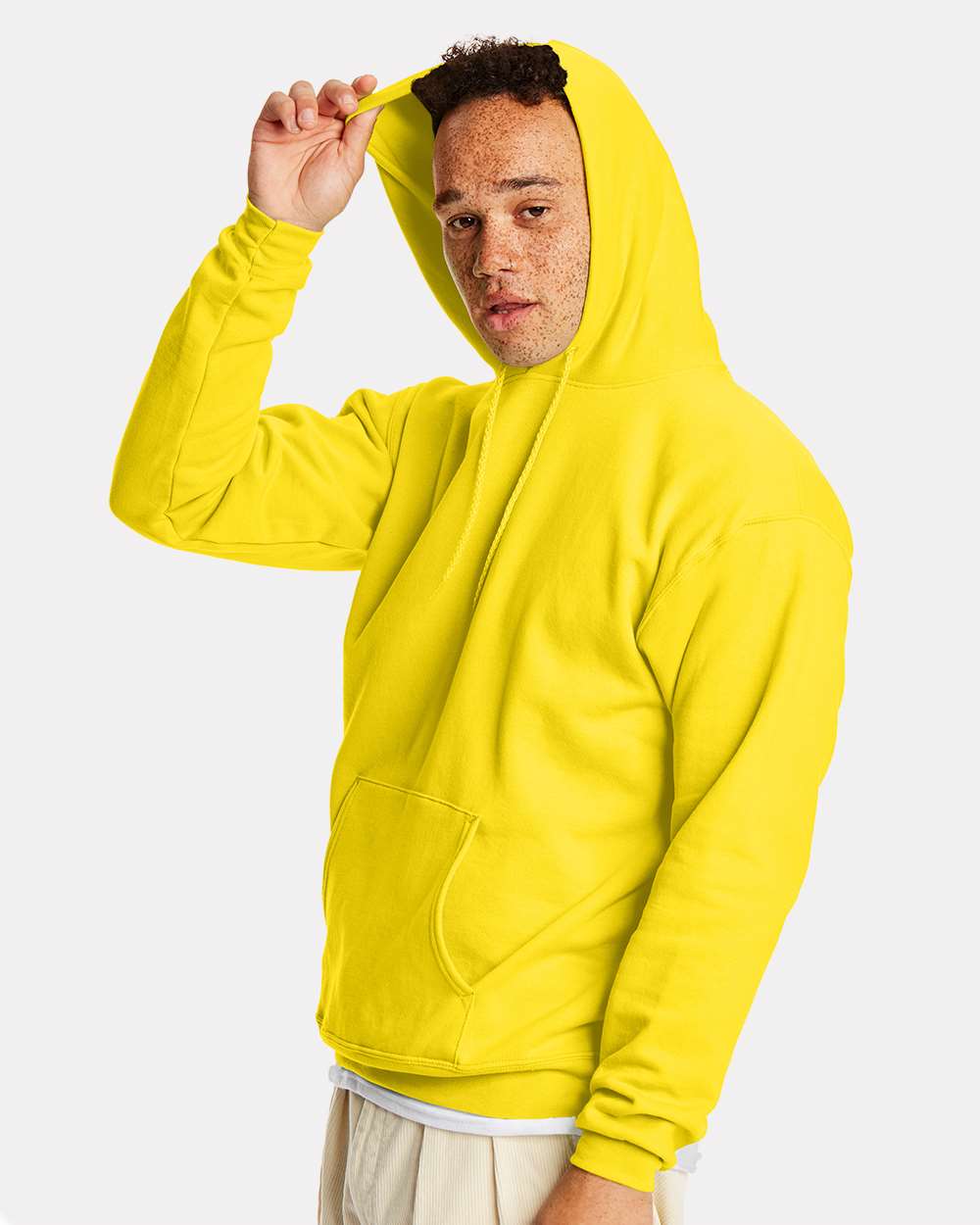 Unisex Ecosmart® Hooded Sweatshirt - OnModelSide - B22000183 - Athletic Yellow