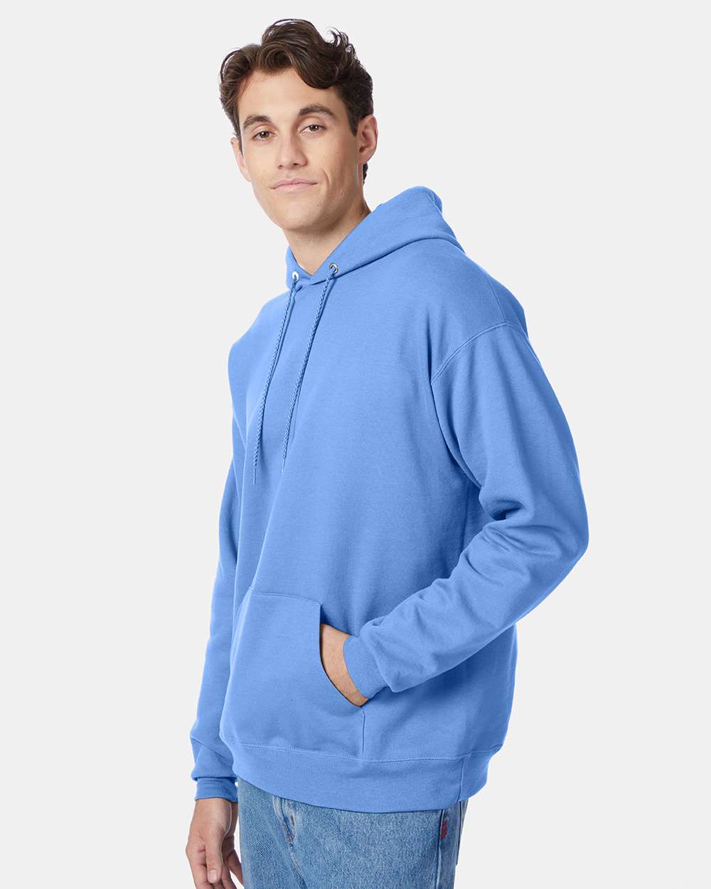 Unisex Ecosmart® Hooded Sweatshirt - OnModelSide - B22000233 - Carolina Blue