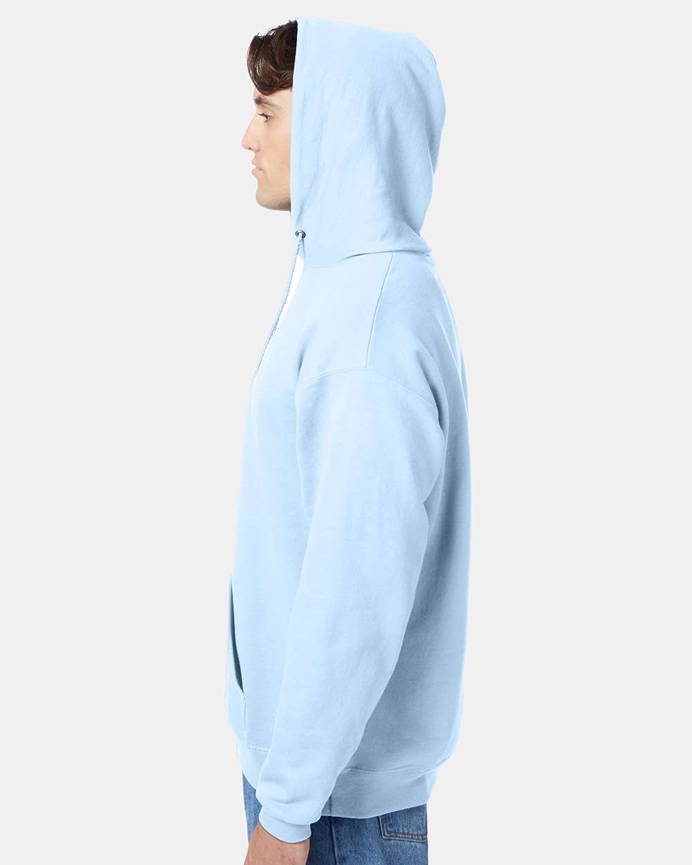 Unisex Ecosmart® Hooded Sweatshirt - OnModelSide - B22000253 - Light Blue